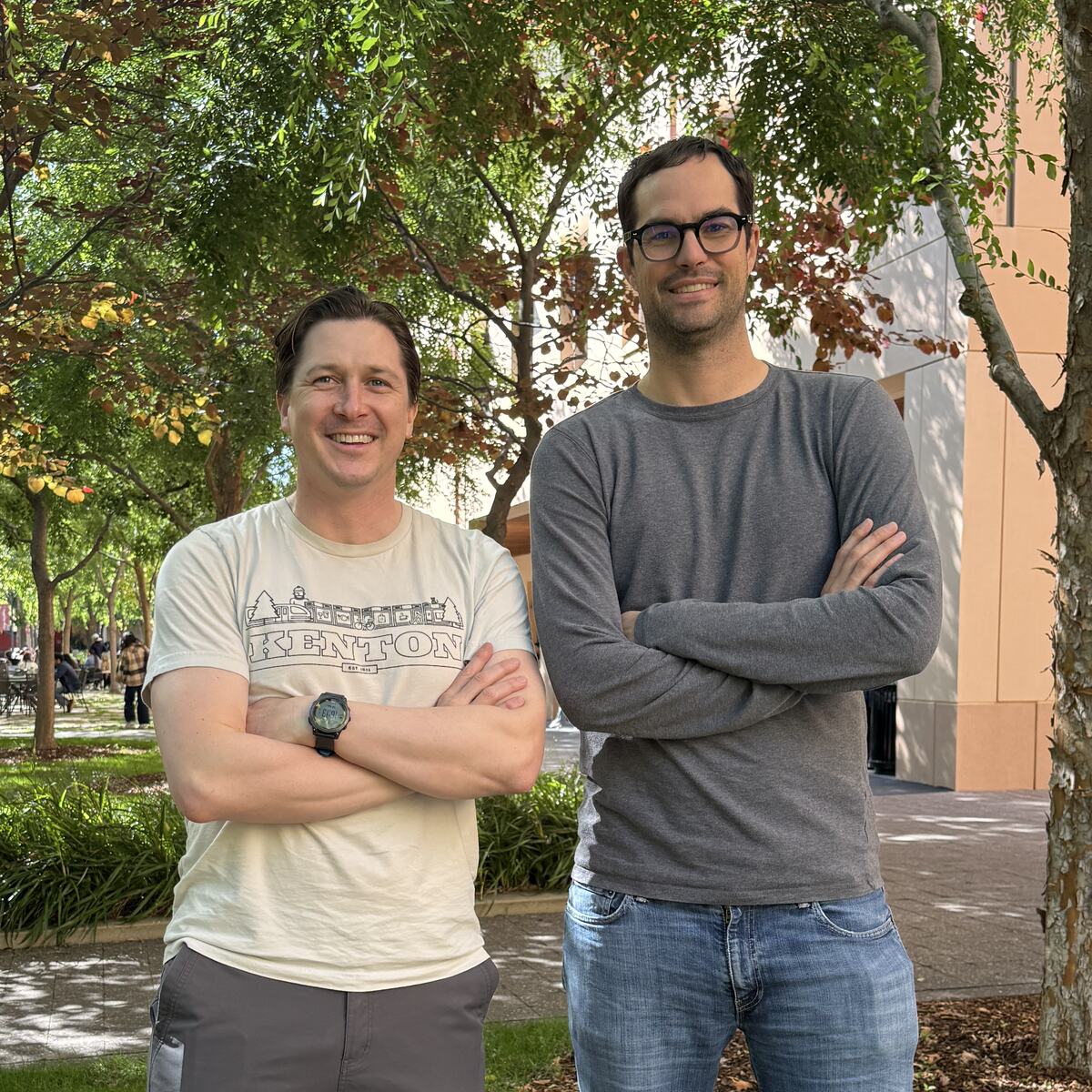 Jacana's founders, Tate Jarrow and Dan Nelms, standing together outdoors
